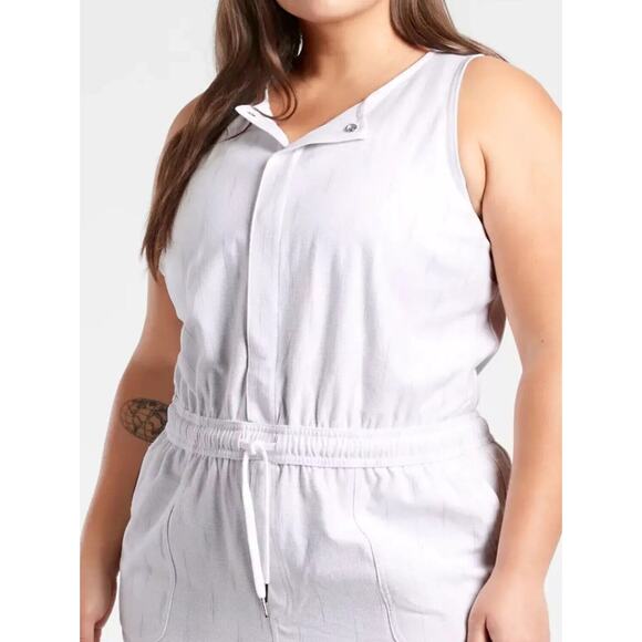 Athleta Farallon Printed Romper White Gray Sz. 3X NWT $98‎ Travel Organic Cotton - Picture 2 of 5